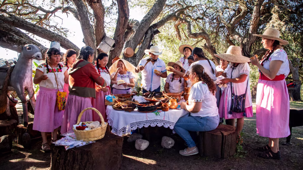 Grupo de cocineras tradicionales reunidas en Santiago de Anaya, Hidalgo, durante un encuentro gastronómico en noviembre de 2025