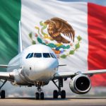 Turismo en México 2026: avión comercial con bandera mexicana simboliza la proyección internacional del país